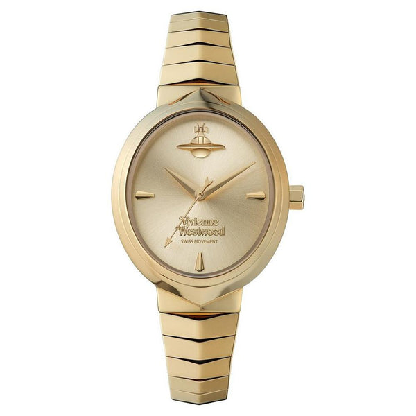 Vivienne Westwood Ladies Armour Gold Dial Bracelet Watch Gold Plated