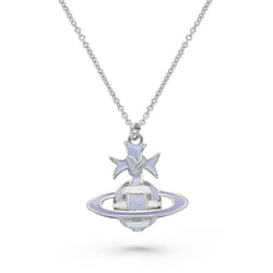 Vivienne Westwood Lilac Blue Ribbon Bas Relief Pendant Platinum Plated