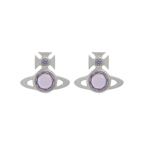 Vivienne Westwood Lavender Cubic Zirconia Heather Stud Earrings 925 Sterling Silver