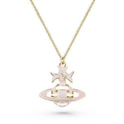 Vivienne Westwood Pale Pink Ribbon Bas Relief Pendant Gold Plated