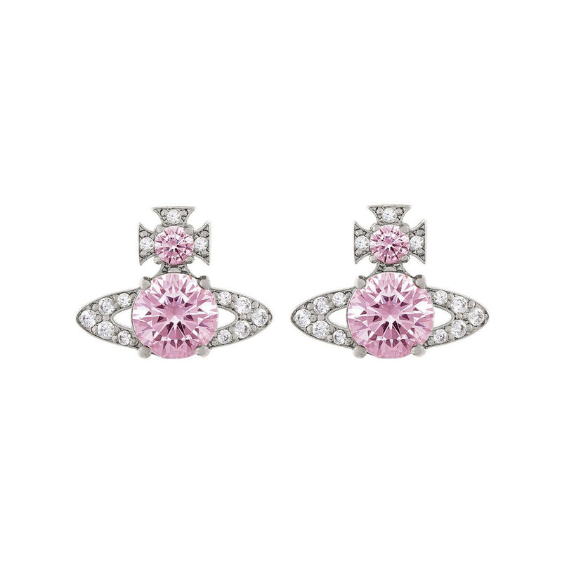 Vivienne Westwood Ismene Pink CZ Earrings Platinum Plated