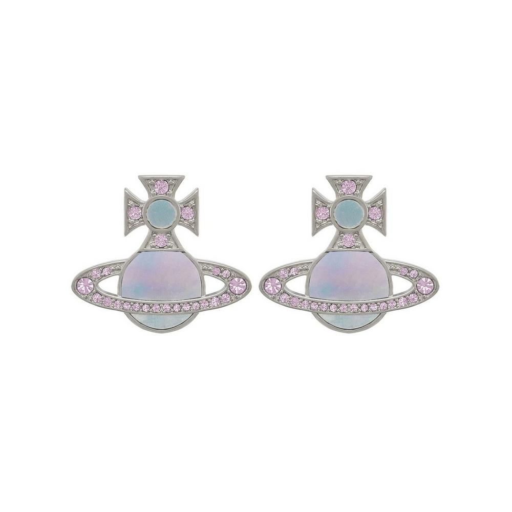 Vivienne Westwood Pink Rina Earrings Platinum Plated