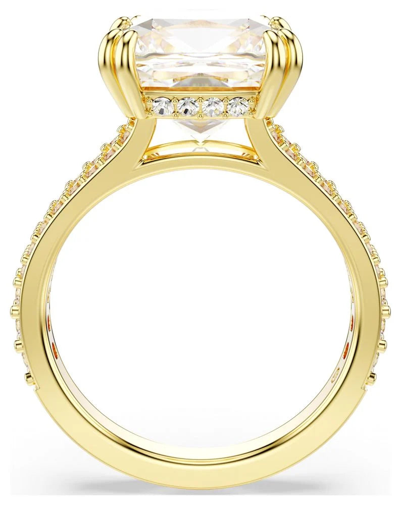 Swarovski Stilla Square Cut Cocktail Ring Pavé Gold Plated