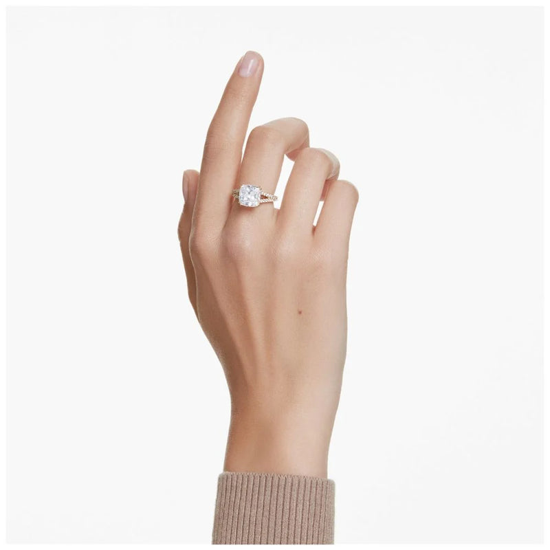 Swarovski Stilla Square Cut Cocktail Ring Pavé Gold Plated