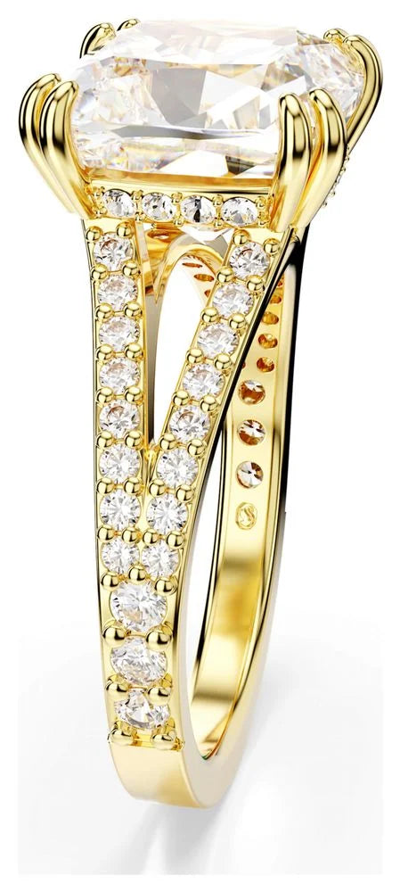 Swarovski Stilla Square Cut Cocktail Ring Pavé Gold Plated