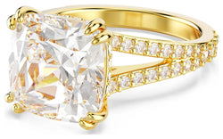 Swarovski Stilla Square Cut Cocktail Ring Pavé Gold Plated