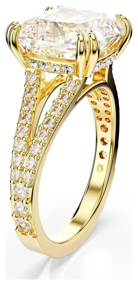 Swarovski Stilla Square Cut Cocktail Ring Pavé Gold Plated