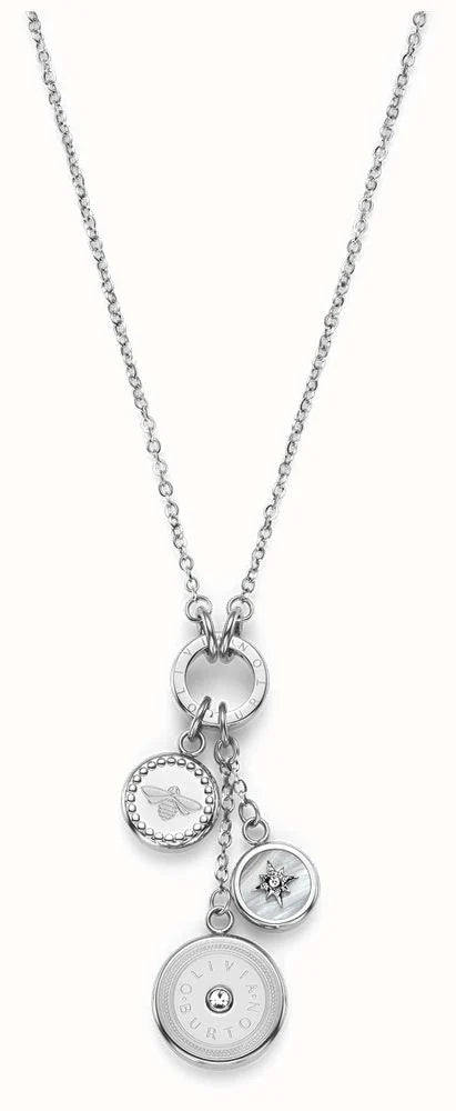 Olivia Burton Bee and North Star Charm Necklace Stainless Steel