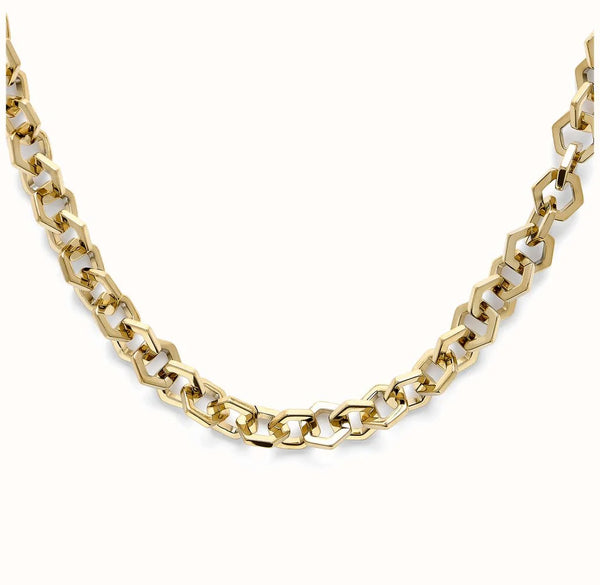 Olivia Burton Honeycomb Link Necklace Stainless Steel Gold Plated