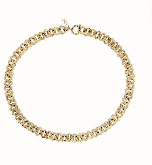 Olivia Burton Honeycomb Link Necklace Stainless Steel Gold Plated