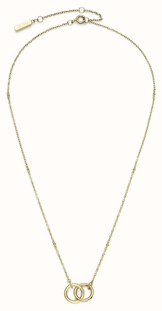 Olivia Burton Amity Interlock Circles Necklace Stainless Steel Gold Plated