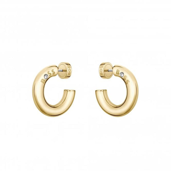 BOSS Live Hoop Earrings in Gold Plated Stainless Steel