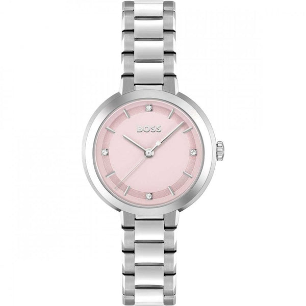 BOSS Ladies Sena Pink Dial Bracelet Watch Stainless Steel