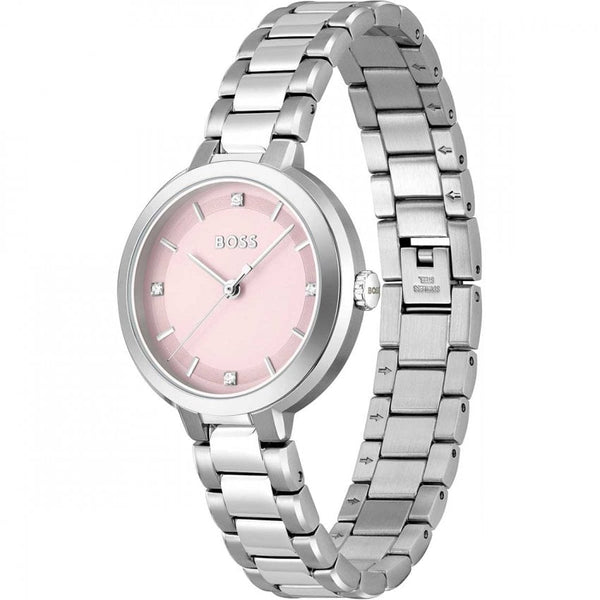 BOSS Ladies Sena Pink Dial Bracelet Watch Stainless Steel