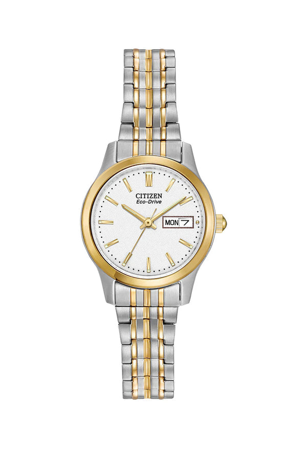 Citizen Ladies Eco-Drive White Day/Date Dial Expanding Bracelet