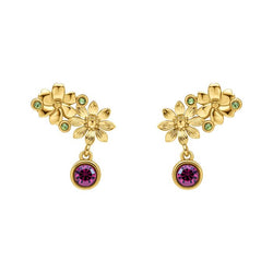 Laura Ashley Crosswell Green & Purple Crystal Drop Earrings Gold Plated