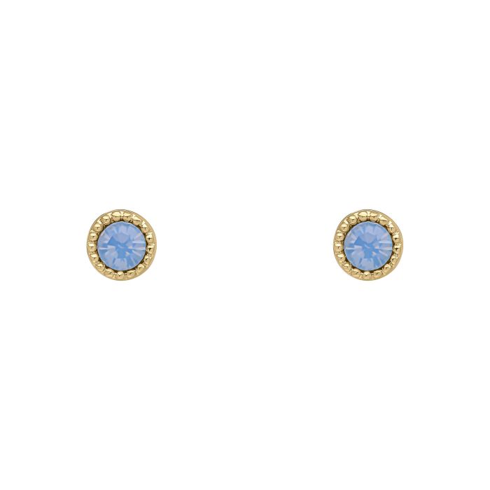 Laura Ashley Stippled Blue Crystal Stud Earrings Gold Plated