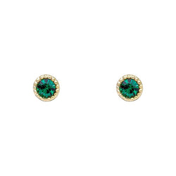 Laura Ashley Stippled Green Crystal Stud Earrings Gold Plated