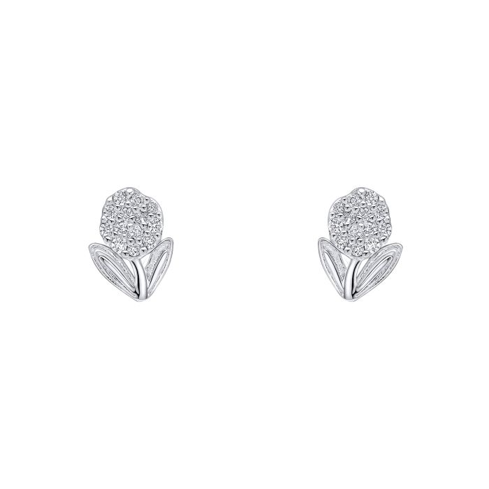 Laura Ashley Serena Full Flower Stud Earrings Silver Plated