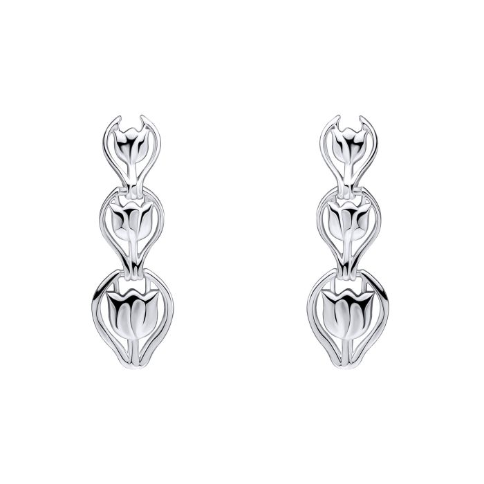 Laura Ashley Tulip Chain Drop Earrings Silver Plated