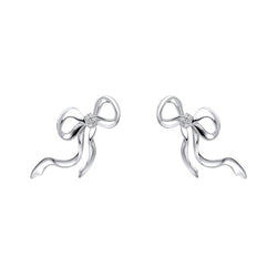 Laura Ashley Ribbon Bow Stud Earring Silver Plated