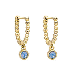 Laura Ashley Stippled Blue Crystal Hoop Earring Gold Plated