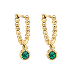 Laura Ashley Stippled Green Crystal Hoop Earring Gold Plated