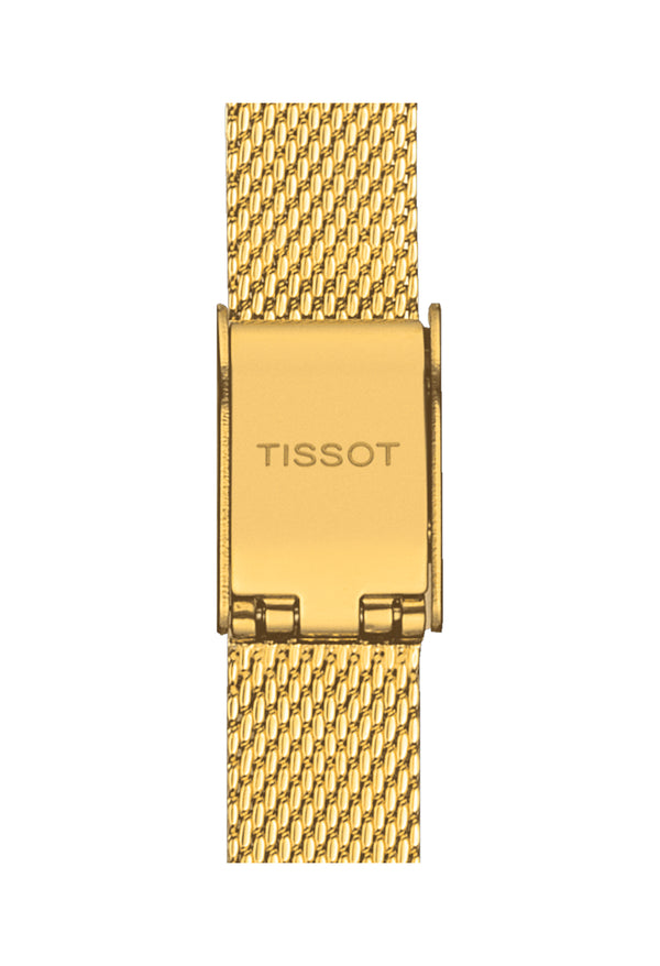 Tissot Ladies Lovely Silver Square Dial Mesh Bracelet Watch Gold Plated