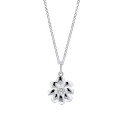 Laura Ashley Cosmos Flower Necklace Silver Plated