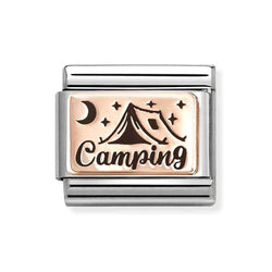 Nomination Composable Classic PLATES Camping in Steel, 9K Rose Gold