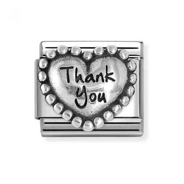 Nomination Composable Classic Link Heart With Dots Thank You in Silver