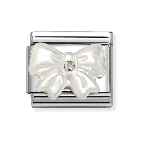 Nomination Composable Classic Mother Of Pearl Resin Bow Link in Silver