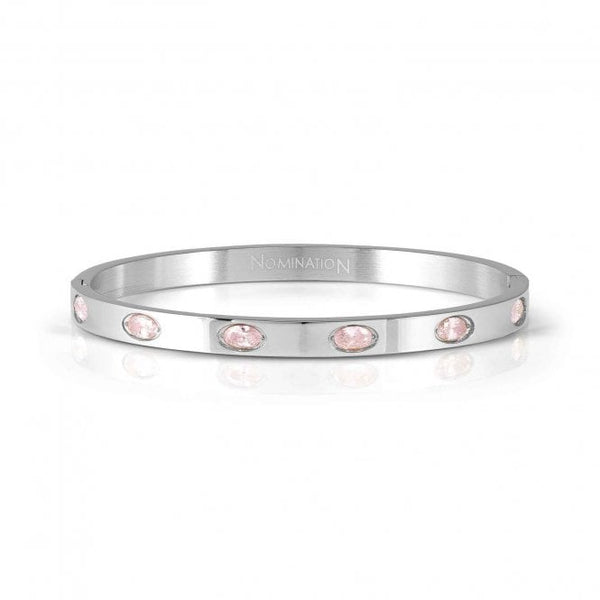 Nomination Pretty Bangles 6 Pink Oval CZ in Stainless Steel