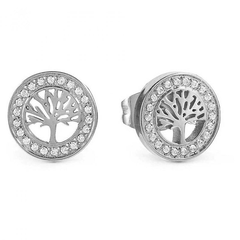 Nomination Soffio D'Amore Cubic Zirconia Tree Of Life Stud Earrings Stainless Steel