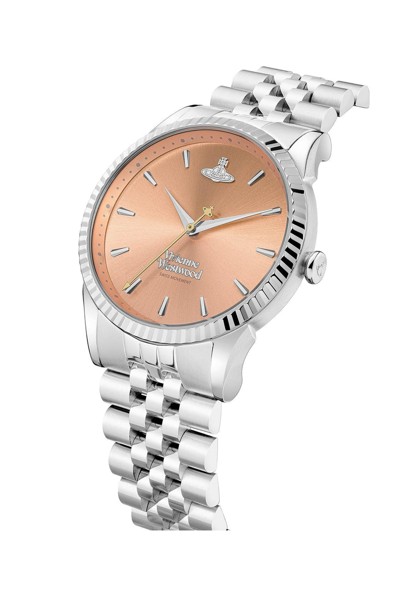 Vivienne Westwood Ladies Seymour Peach Dial Watch Stainless Steel