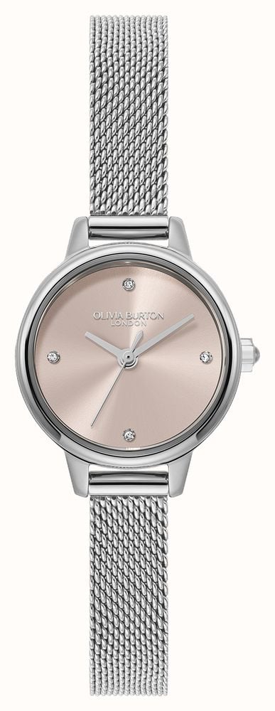 Olivia Burton Ladies Mini Classic Rose Pink Dial Mesh Bracelet Watch Stainless Steel