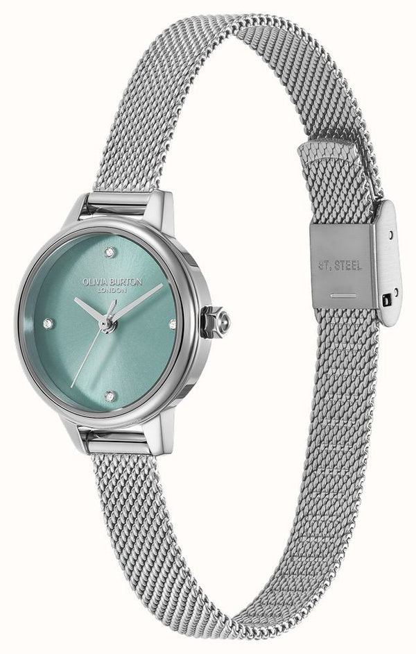 Olivia Burton Ladies Mini Classic Turquoise Dial Mesh Bracelet Watch Stainless Steel