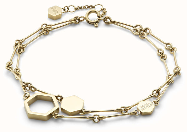 Olivia Burton Honeycomb Double Layered Bracelet Stainless Steel Gold Plated