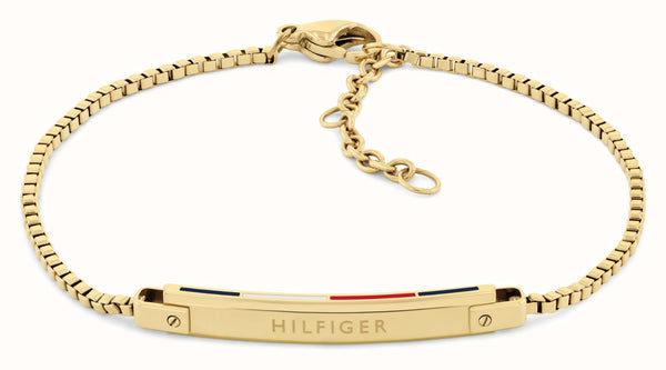 Tommy Hilfiger Ladies Linear ID Bracelet Stainless Steel Gold Plated