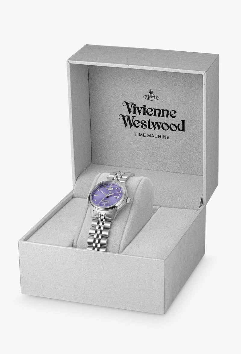 Vivienne Westwood Ladies Little Camberwell Purple Dial Watch Stainless Steel