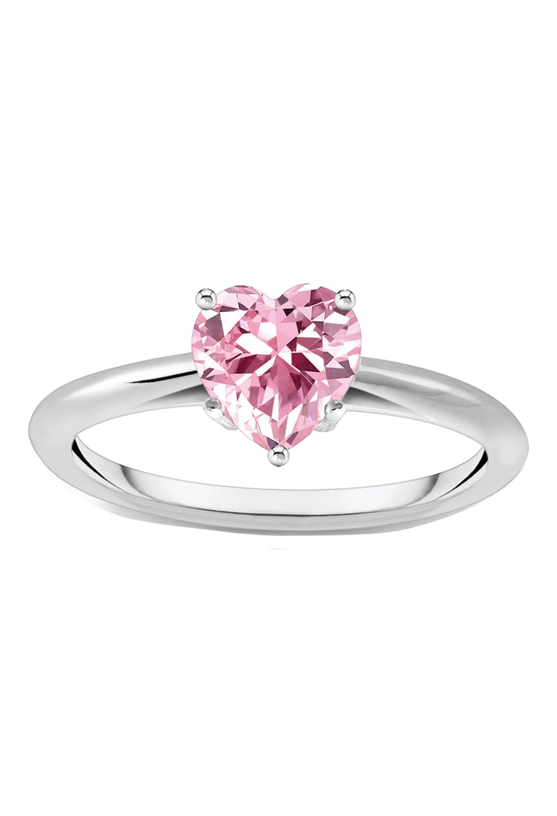 Thomas Sabo Pink Cubic Zirconia Heart Shaped Ring Sterling Silver