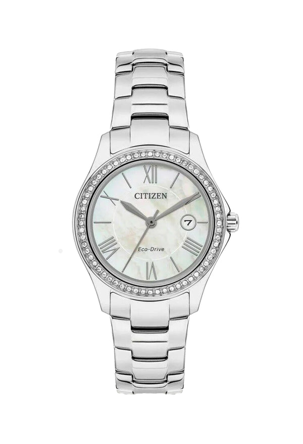 Citizen Ladies Stainless Silhouette MOP Crystal Dial/ Bezel Bracelet Watch