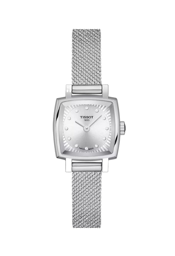 Tissot Ladies Lovely Silver Square Dial Mesh Bracelet Watch Stainless Steel