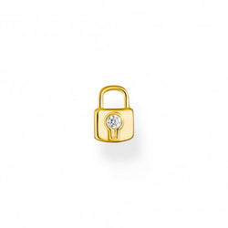 Thomas Sabo Pair Cubic Zirconia Padlock Stud Earrings Sterling Silver Gold Plated *