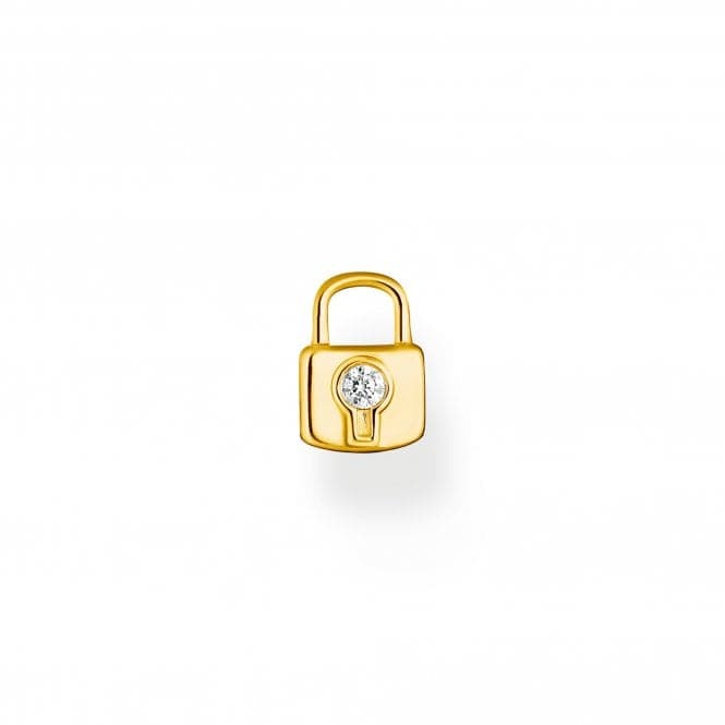 Thomas Sabo Pair Cubic Zirconia Padlock Stud Earrings Sterling Silver Gold Plated *