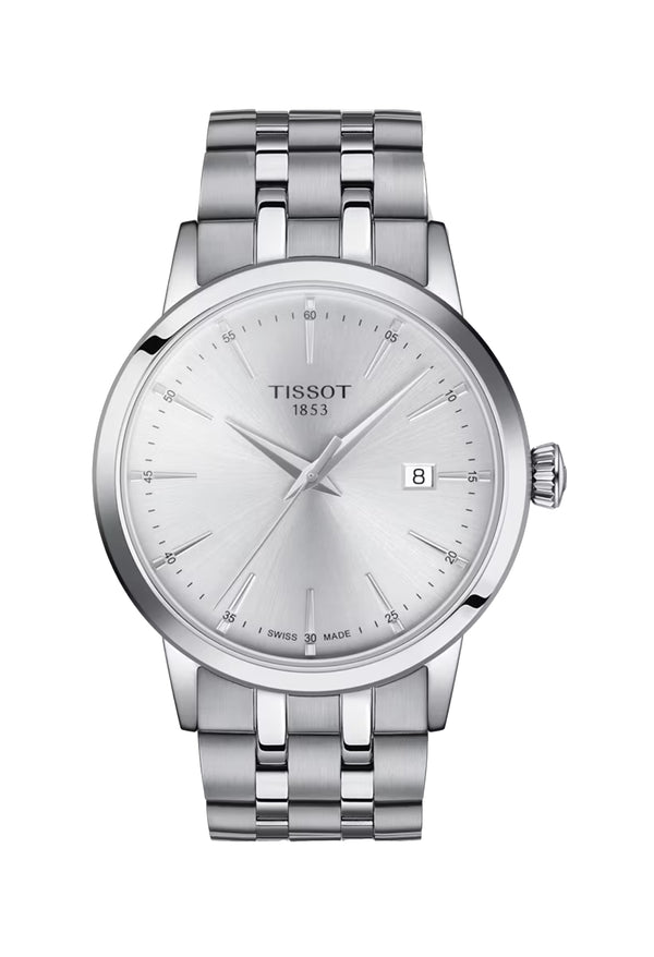 Mens Tissot Silver Dial Classic Dream Bracelet Watch Stainless Steel