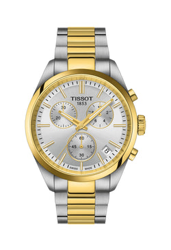 Mens Tissot PR100 Silver Chronograph Dial Bracelet Watch