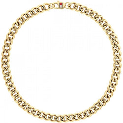 Tommy Hilfiger Mens Wild Heavy Curb Gold Plated Necklace Stainless Steel