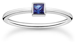 Thomas Sabo Single Blue Cubic Zirconia Ring In Silver *