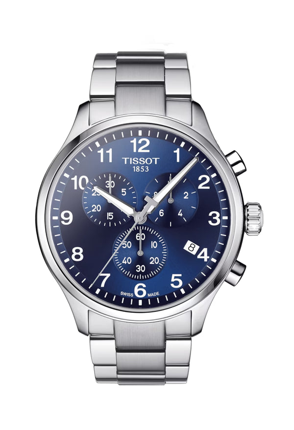 Mens Tissot Chrono XL Classic Blue Dial Bracelet Watch Stainless Steel